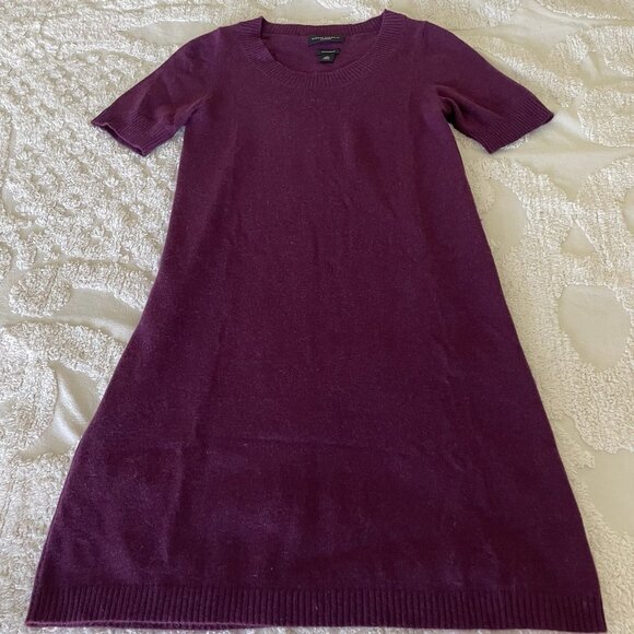 Banana Republic Sweater Dress 100% Cashmere Short Sleeve Mini Plum Size M - Picture 4 of 9